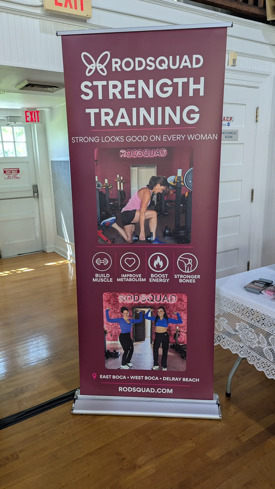 Rodsquad Strength Training vendor banner at the wellness celebration