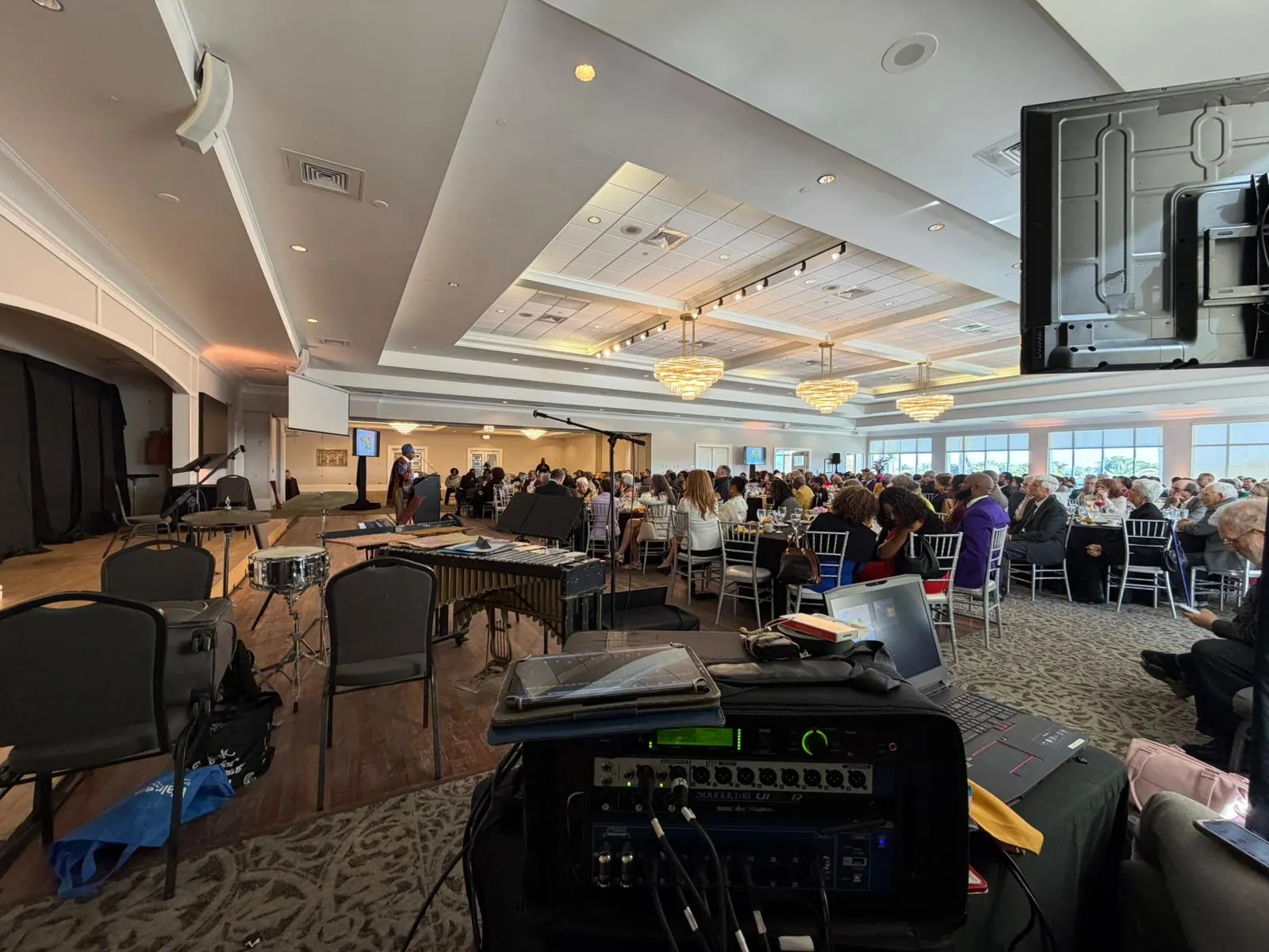Production switcher running a ballroom event livestream