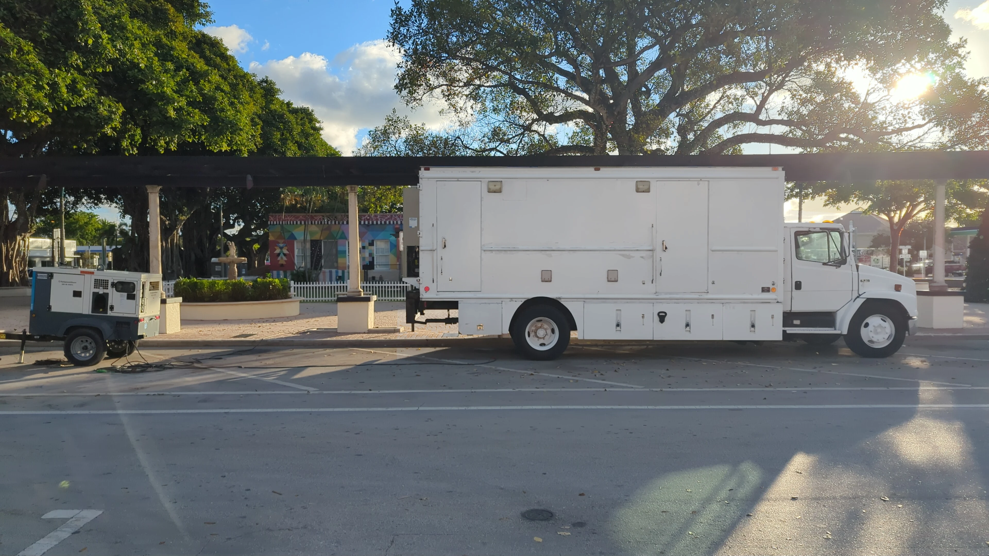 Primestar Digital Network outside broadcast truck on site in Lake Worth Beach