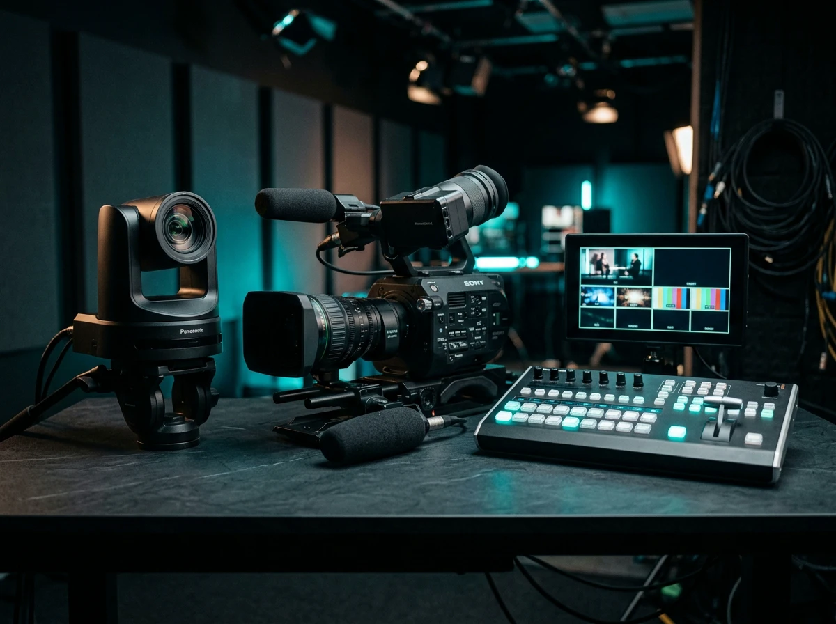 Broadcast PTZ camera, ENG camera, and portable video switcher
