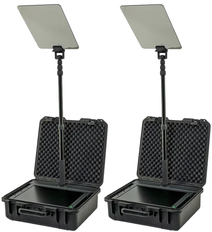 Datavideo TP-800 professional dual-glass teleprompter kit in road cases